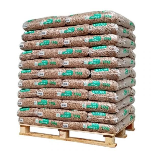 Palé de pellets Limouzi con 66 sacos de 15 kg