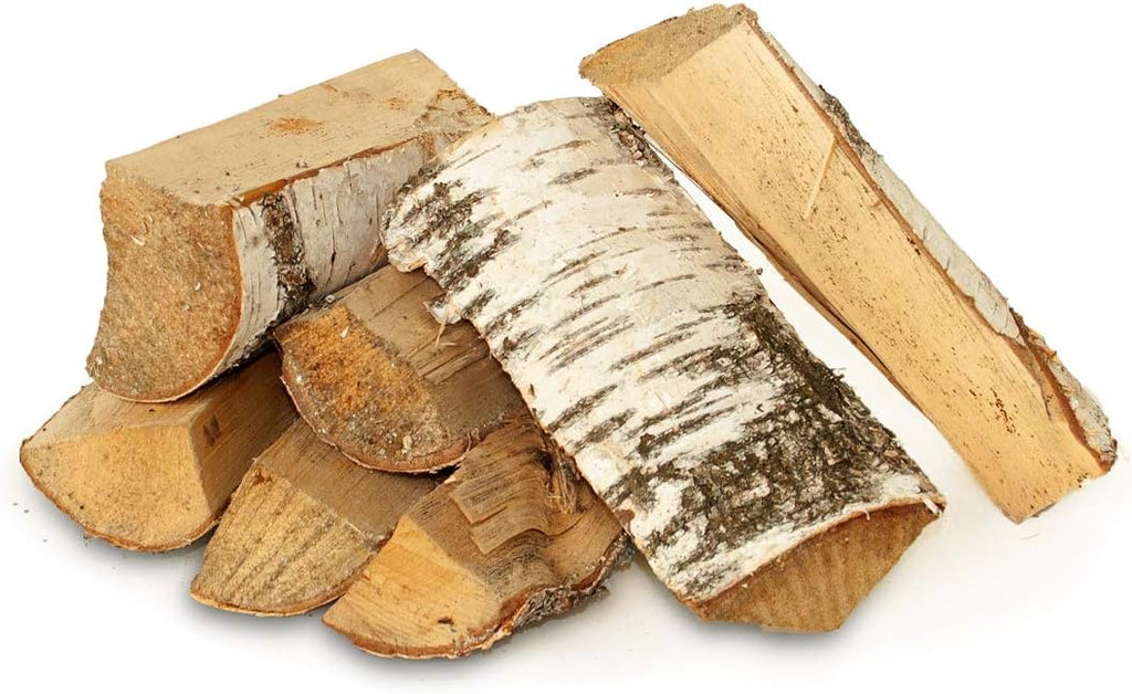 Leña para chimenea, chimenea, barbacoa, estufa, ahumador, madera de abedul, seca, lista para horno